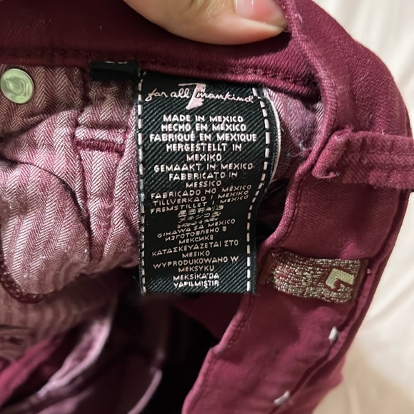 7 For All Mankind High Waist Ankle Red Skinny Jeans - Picture 3 of 11